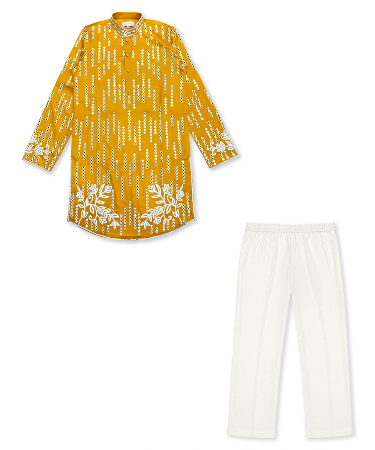 Mirror Thread Embroidery Kurta Set For Boy
