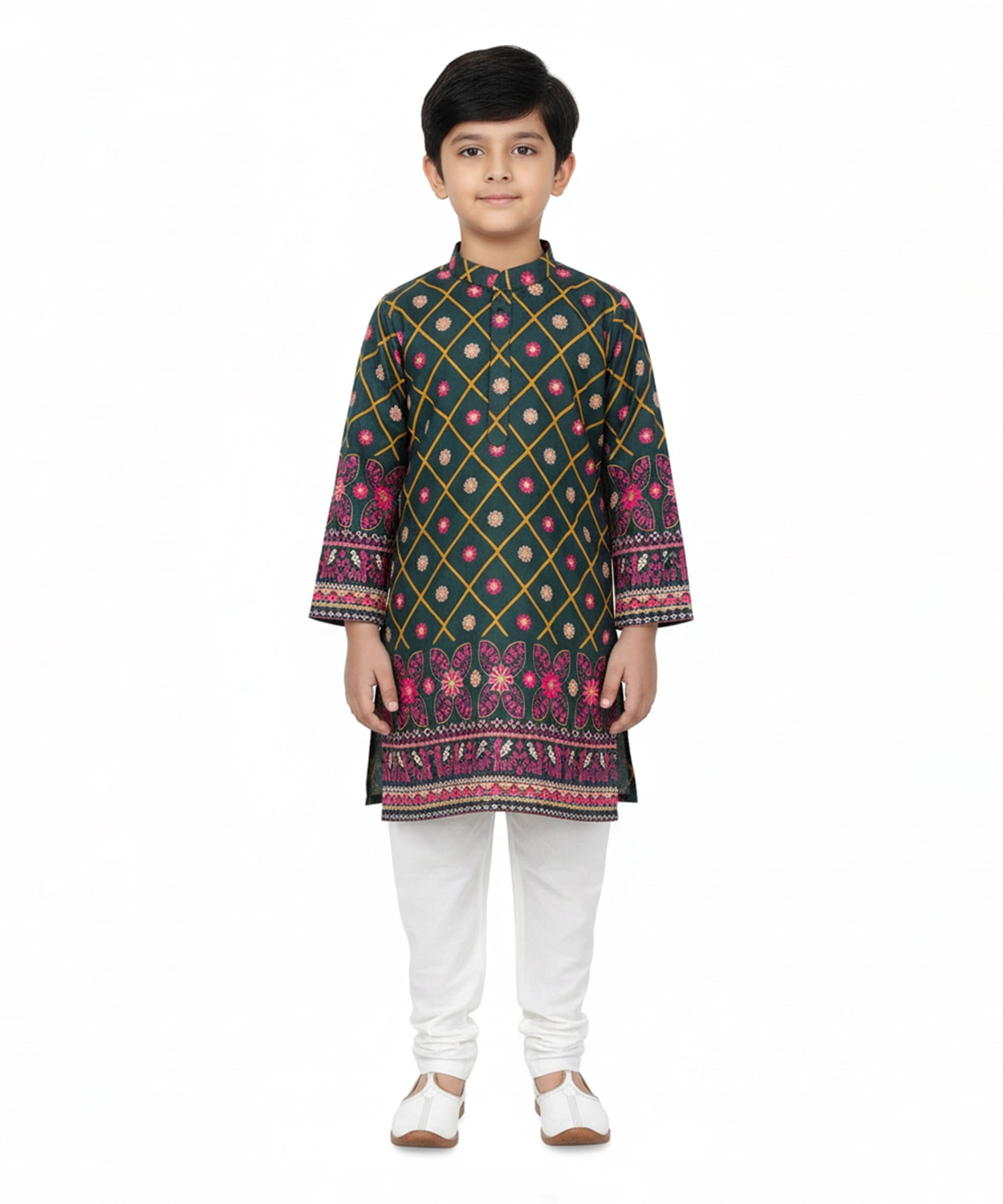 Printed Hand Work Kurta Set For Boy