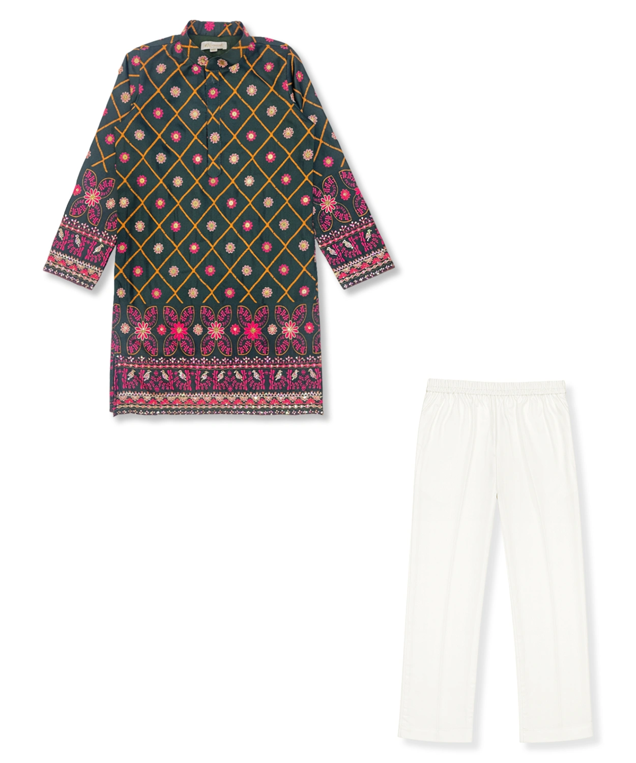 Printed Hand Work Kurta Set For Boy