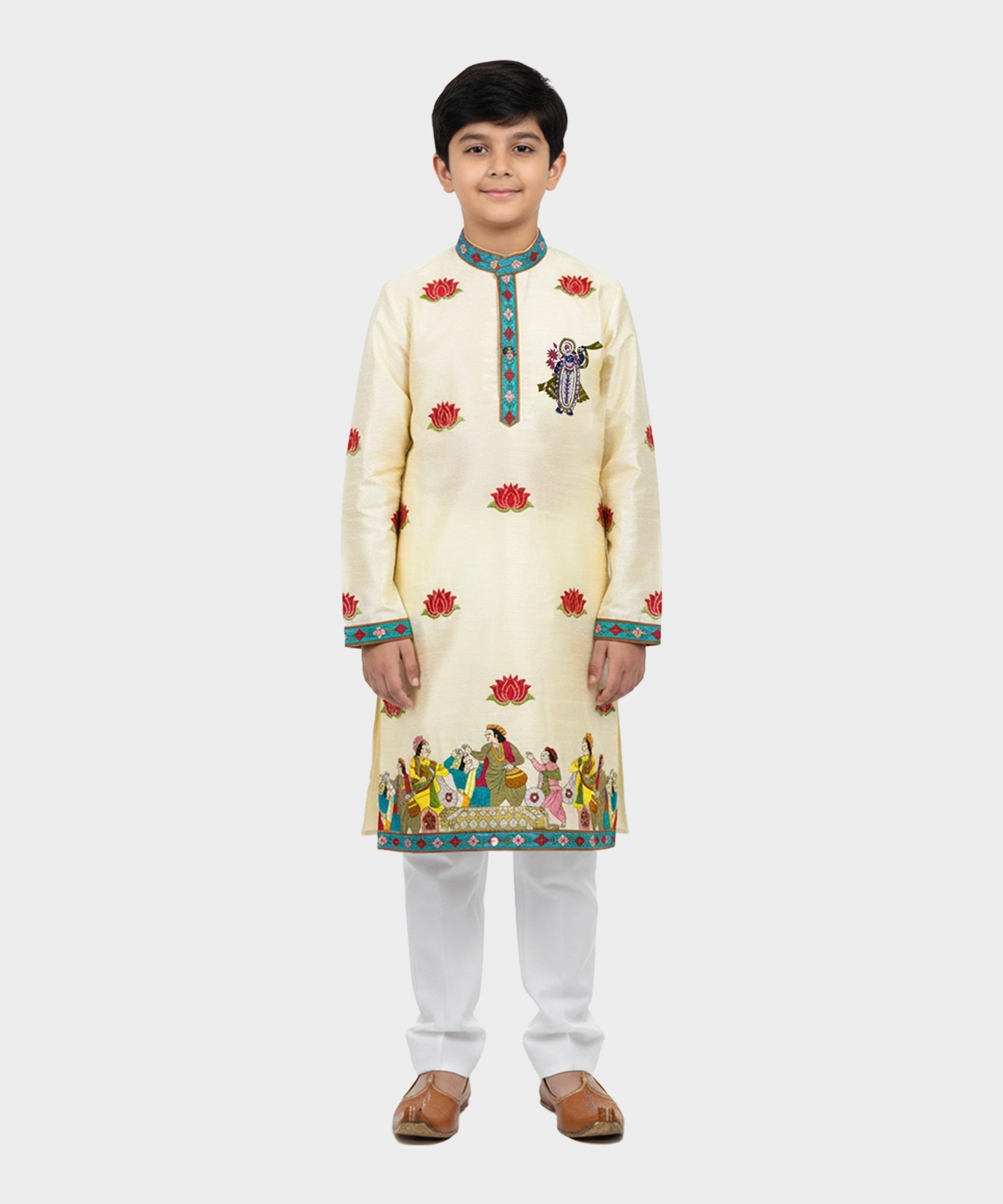 Embroidered Shreenath Ji Kurta Set For Boy