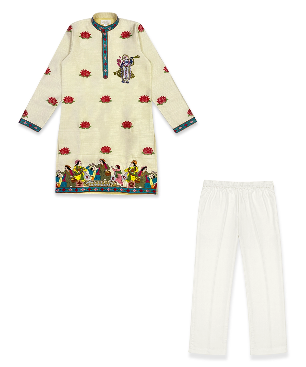 Embroidered Shreenath Ji Kurta Set For Boy
