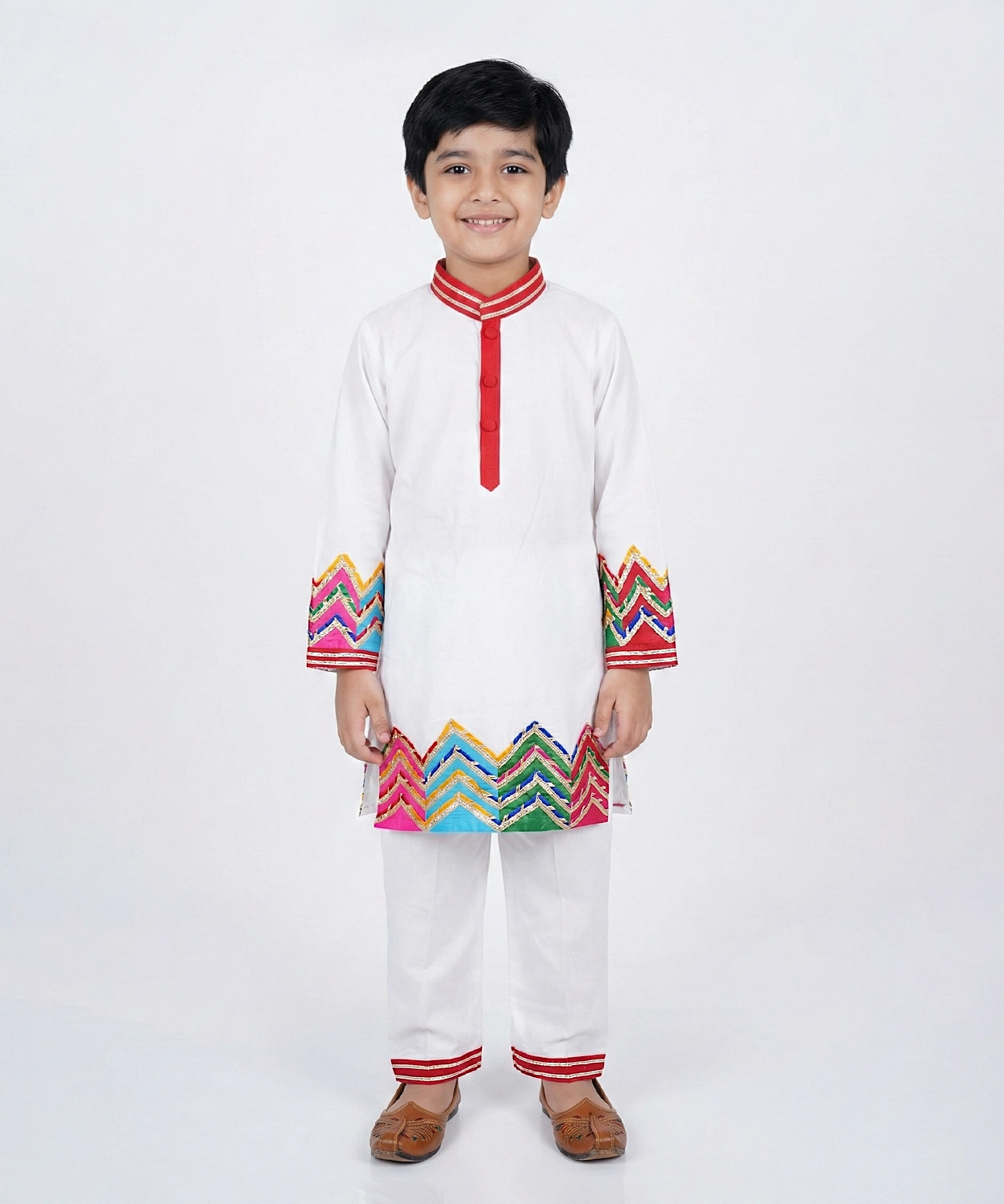 Multicoloured Patch Work Kurta Set