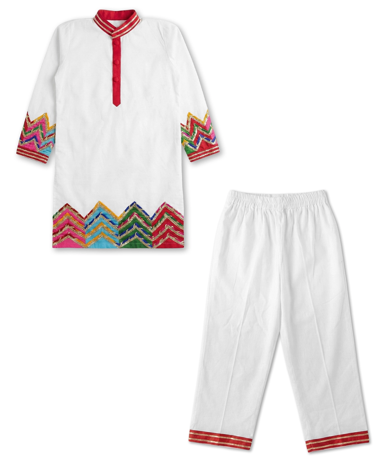 Multicoloured Patch Work Kurta Set