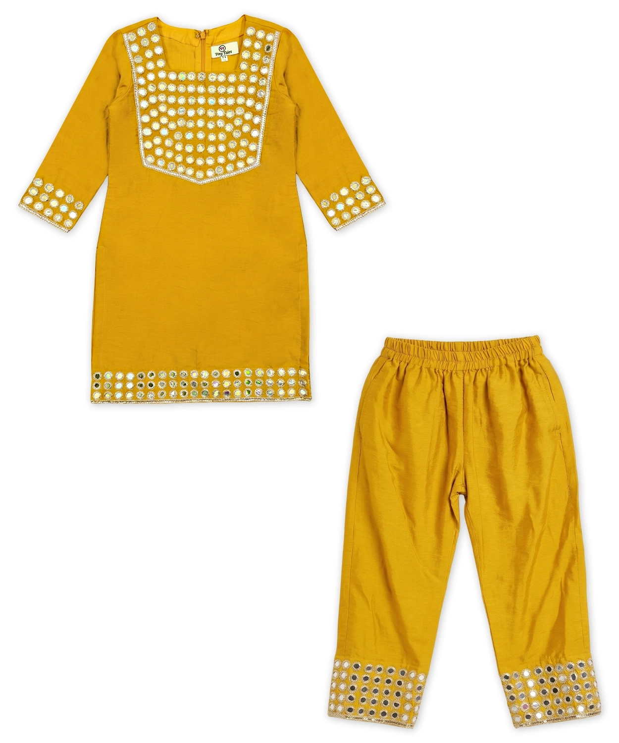 Mustard Yellow Mirror Work Kurta Set With Dupatta