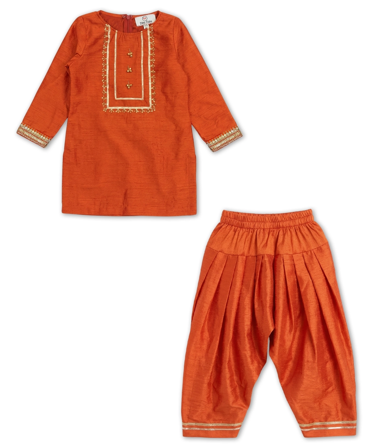 Girls Kesari Kurta Patiala Set with Dupatta