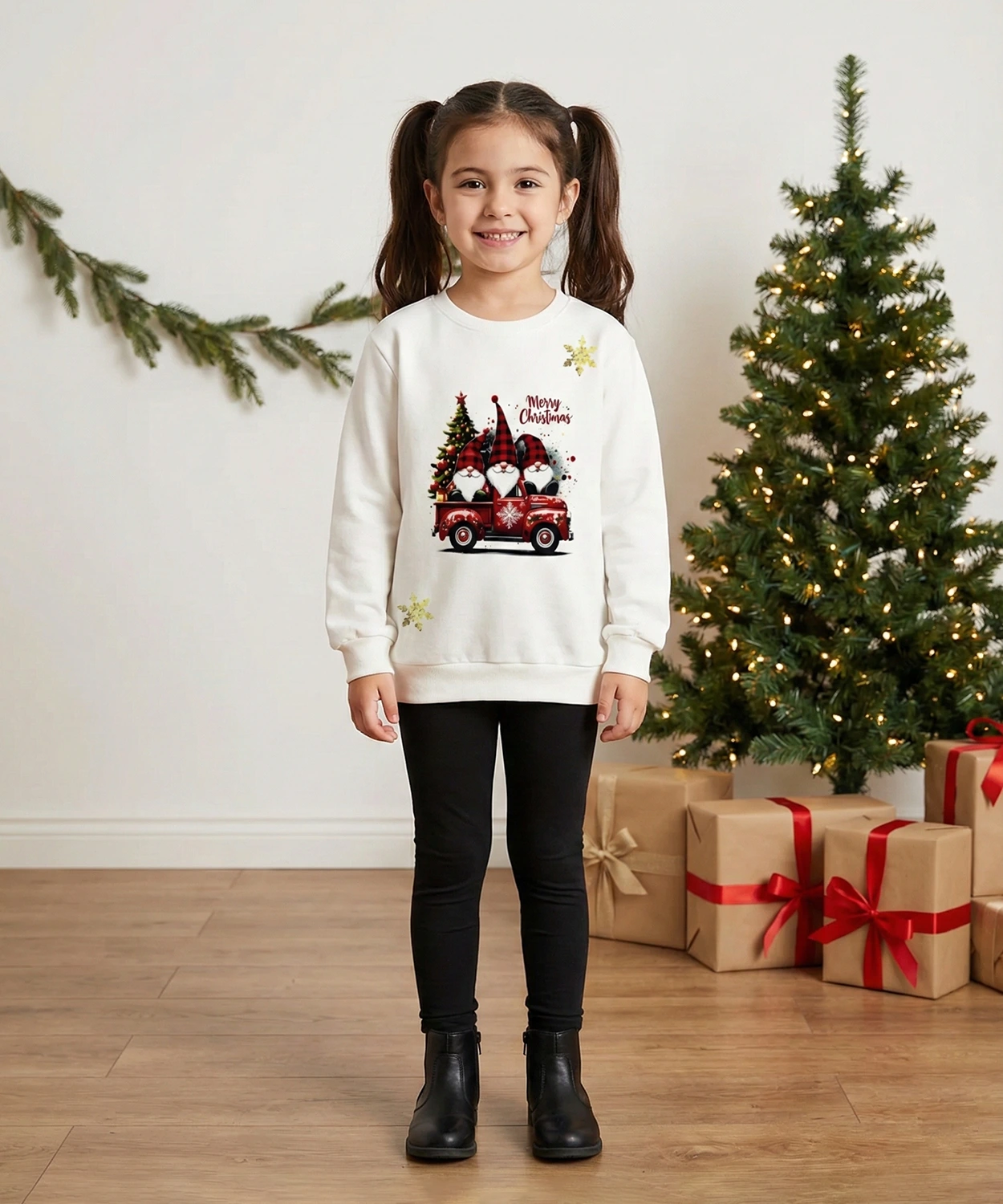 Christmas Gnome Ride Sweatshirt for Girls