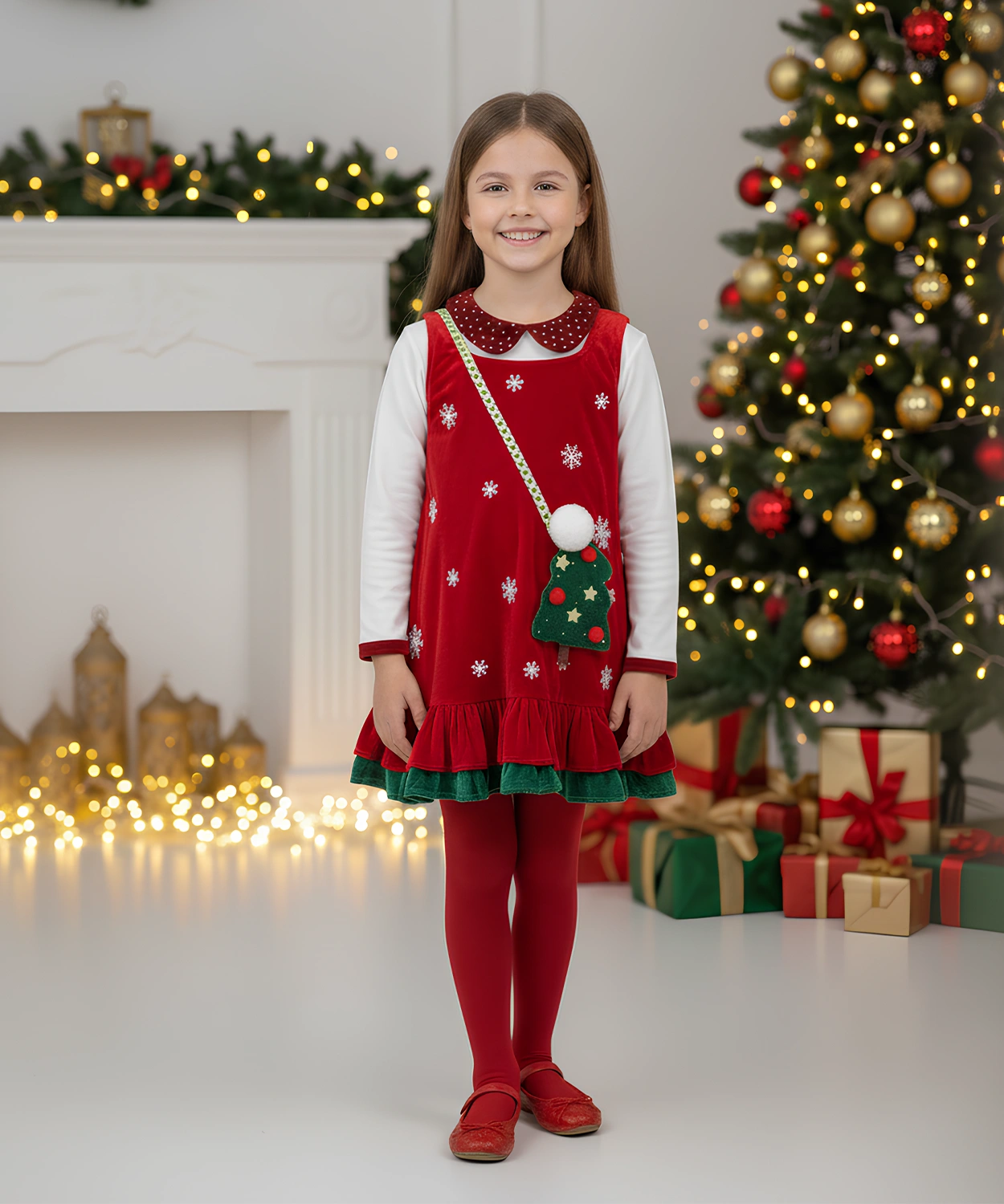 Christmas Snowflake Velvet Party Dress