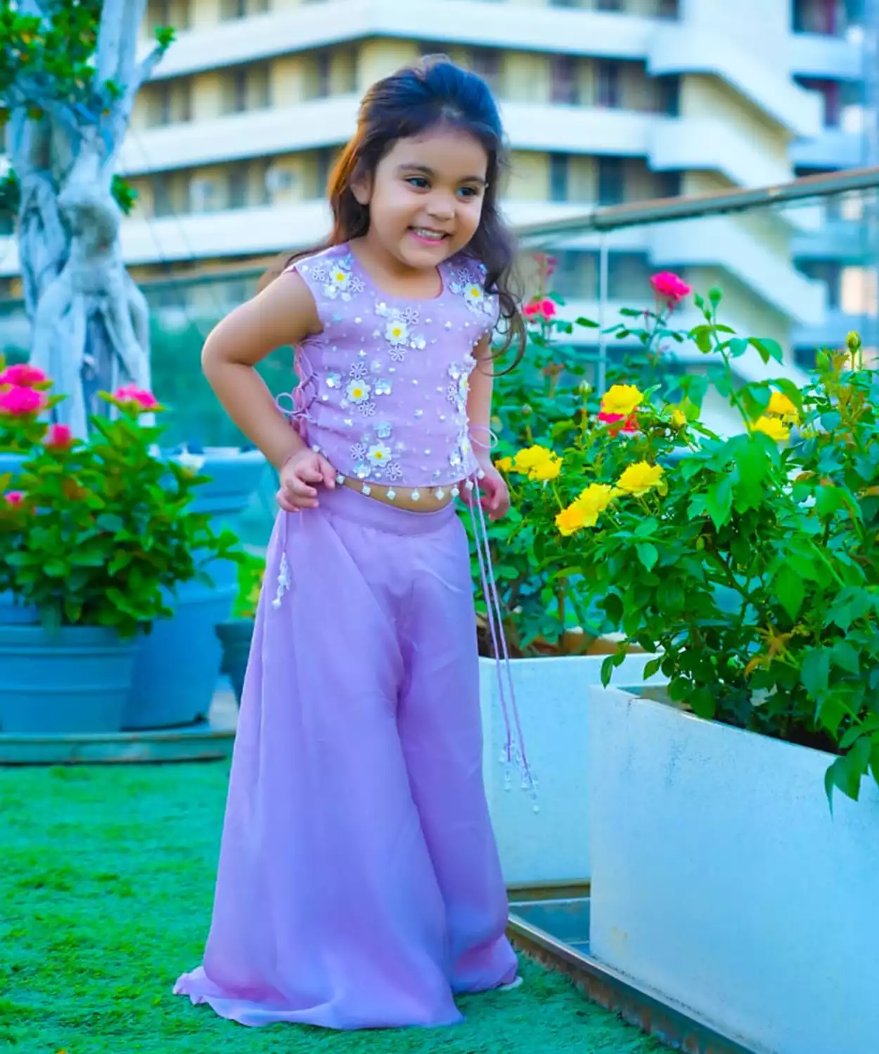 Phoolbahar Crop Top And Palazzo Set