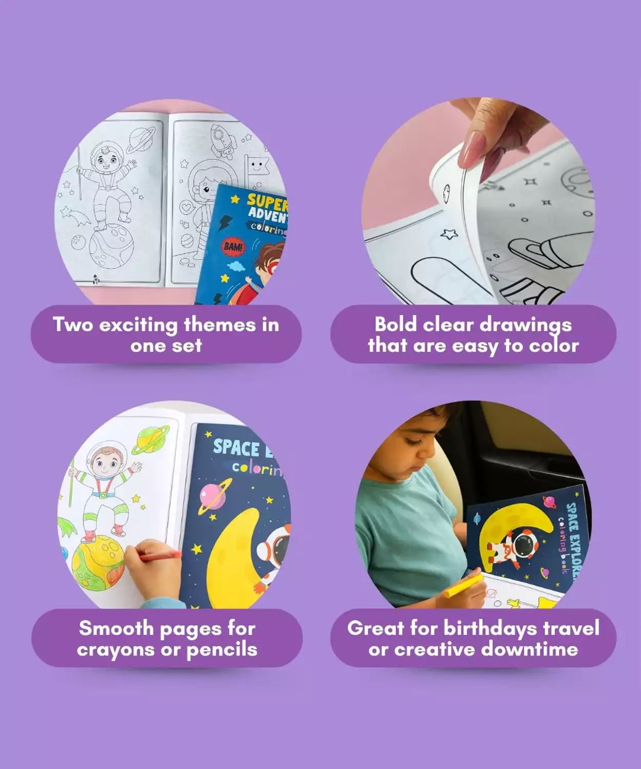 Astro & Superhero Design Colouring Book for kids (Pack of 2)