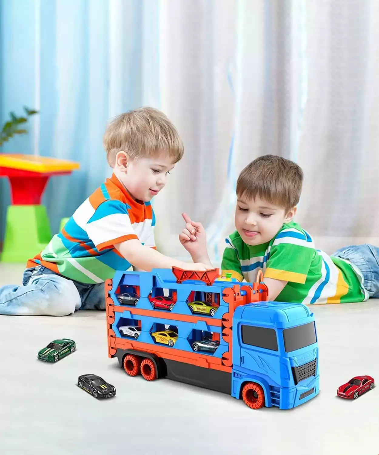 Folding Track Truck with 2 Die Cast Cars & 1.65m Track Set