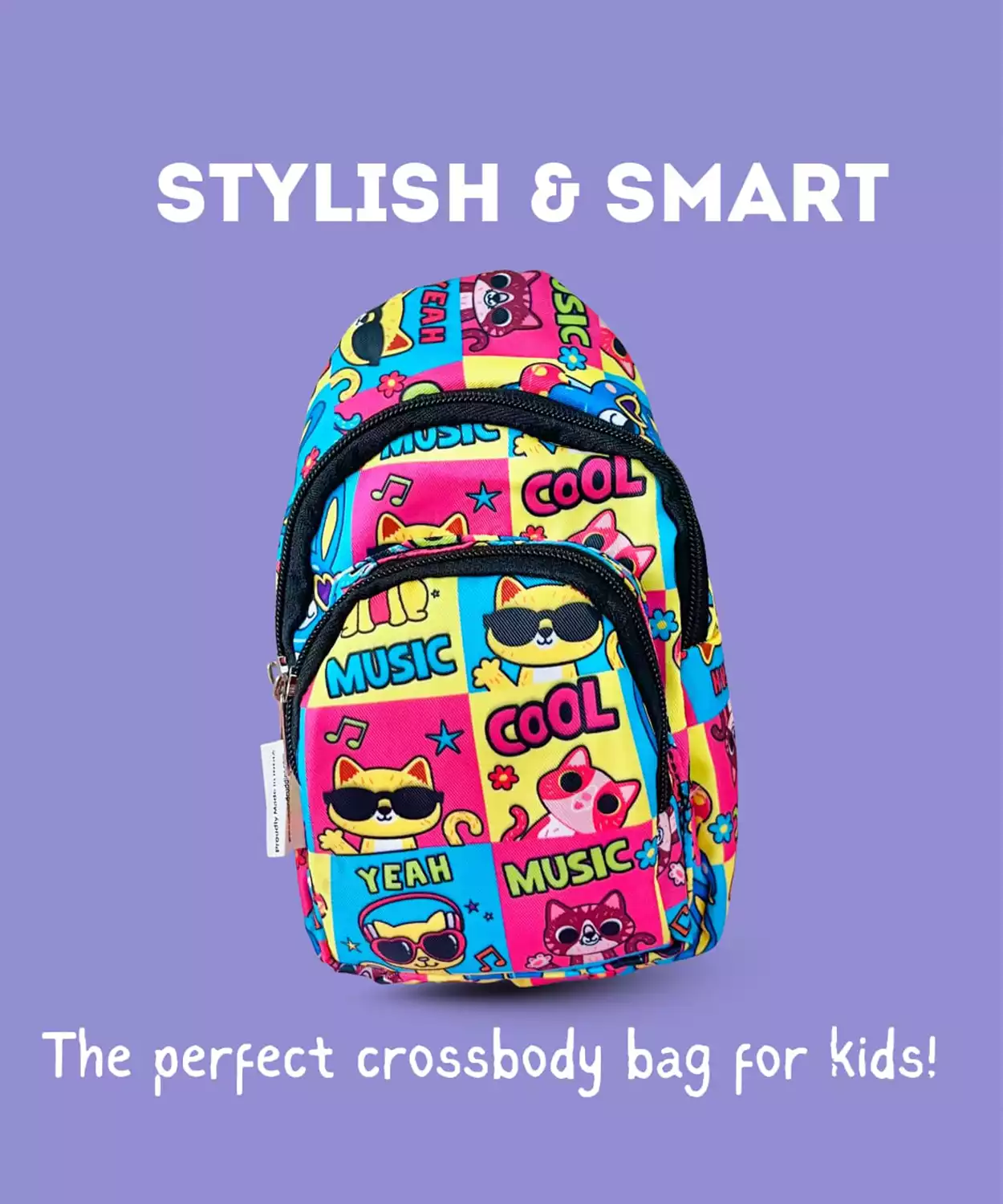 The Cool Cat Print Crossbody Bag For Kids
