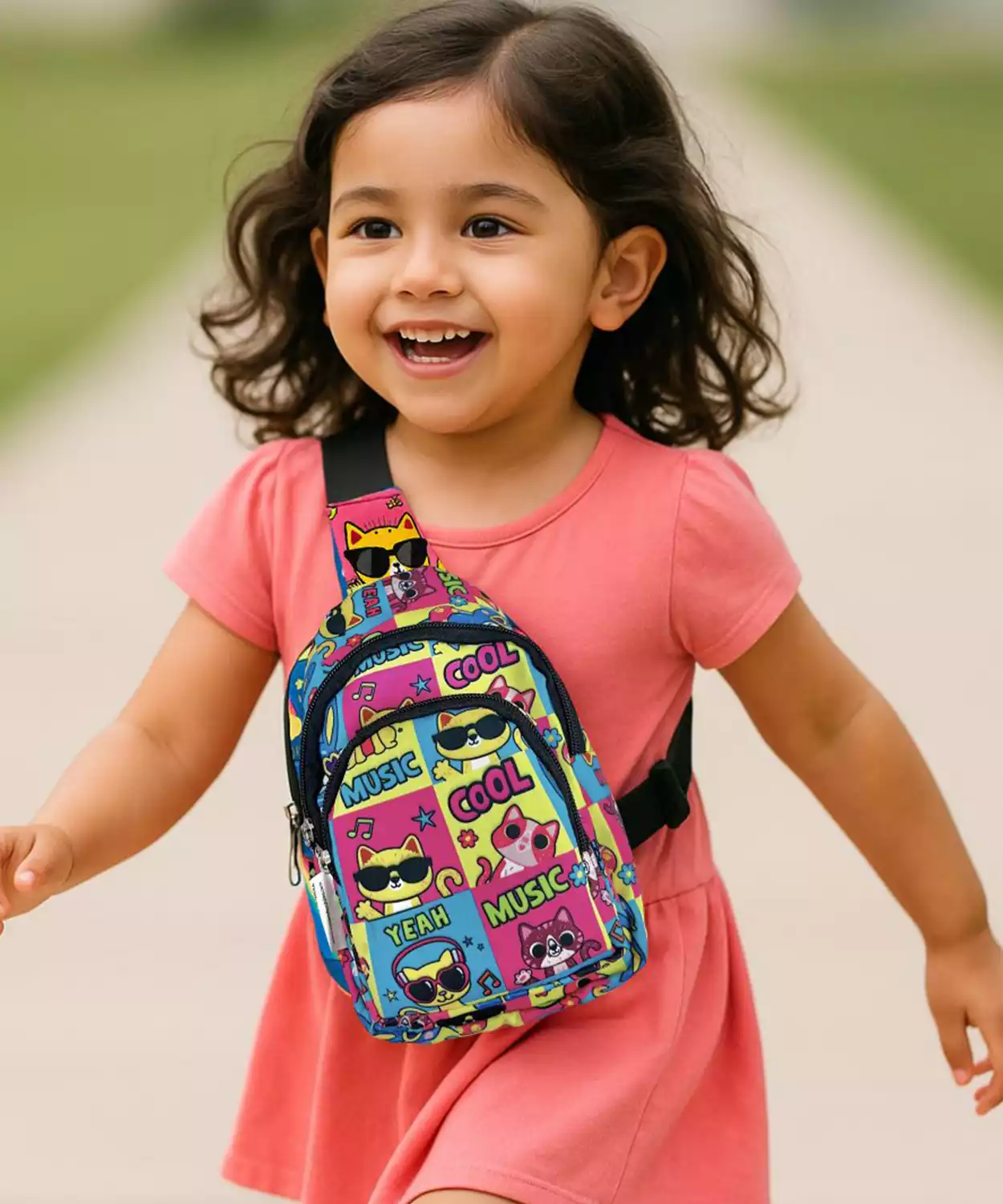 The Cool Cat Print Crossbody Bag For Kids