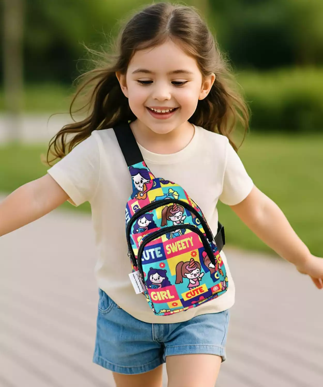The Cute Girl Print Crossbody Bag For Kids