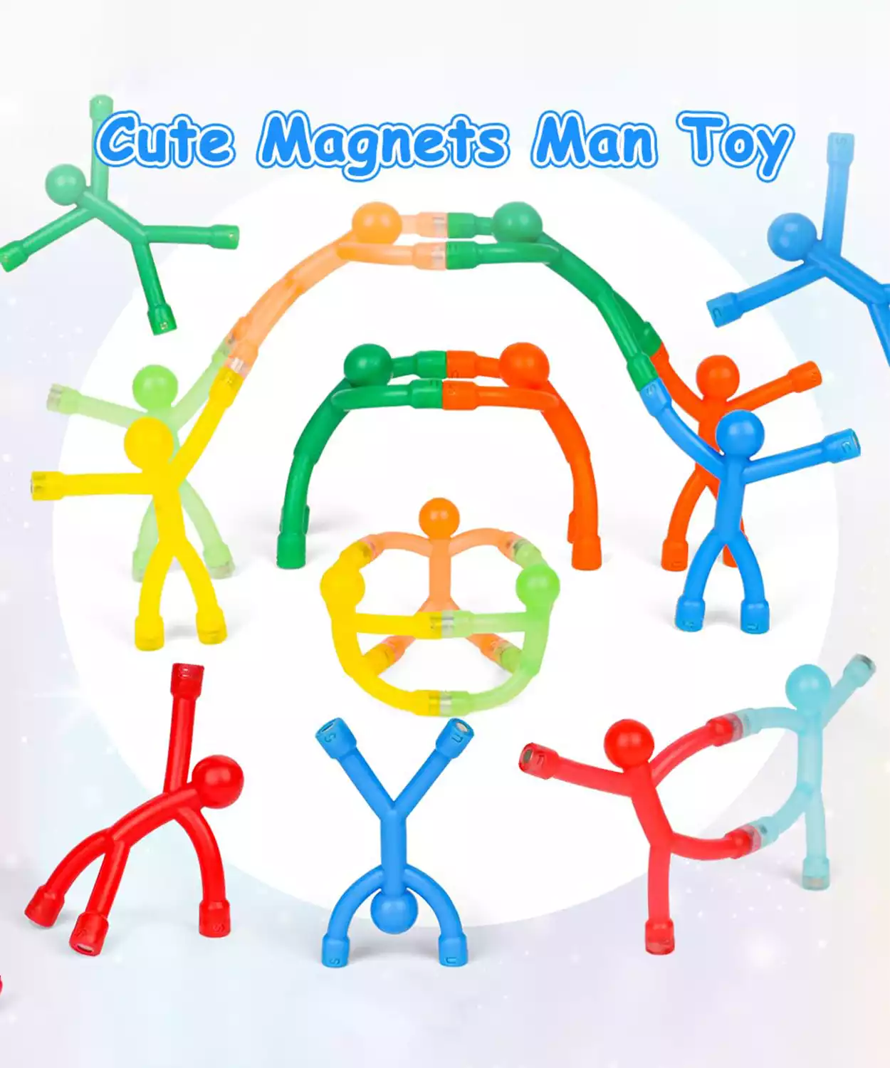 Magnetic Man Sticky Figure Toy For Kids Flexible & Bendable (Pack Of 10)- Red