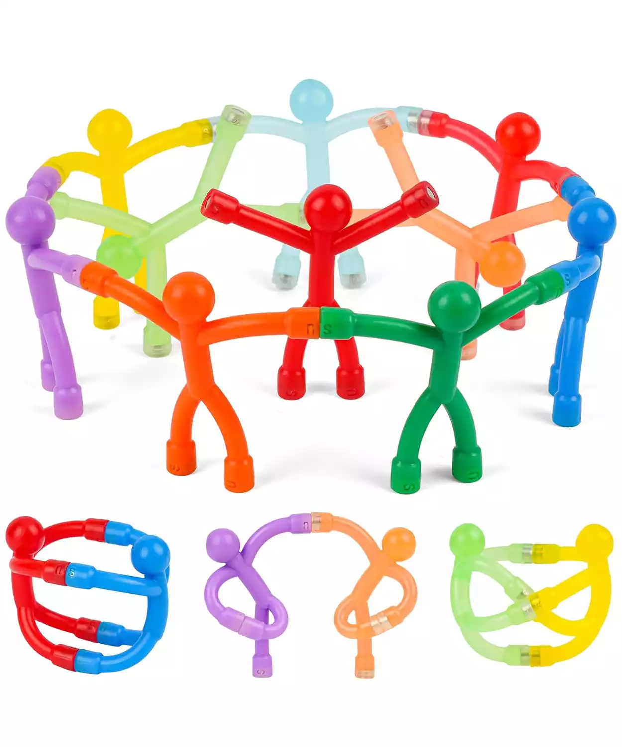 Magnetic Man Sticky Figure Toy For Kids Flexible & Bendable (Pack Of 10)- Red