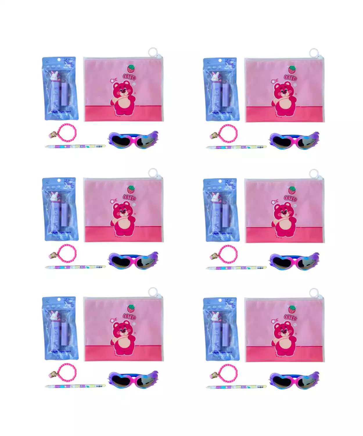 Strawberry Bear Pouch Hamper For Return Gift- Pack Of 6