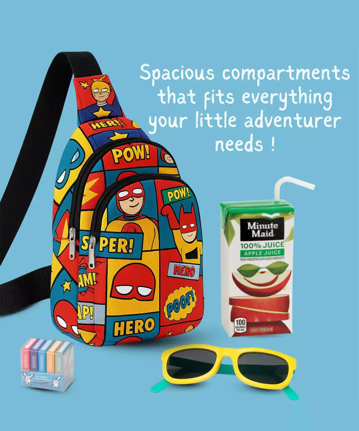 The Superhero Print Crossbody Bag For Kids