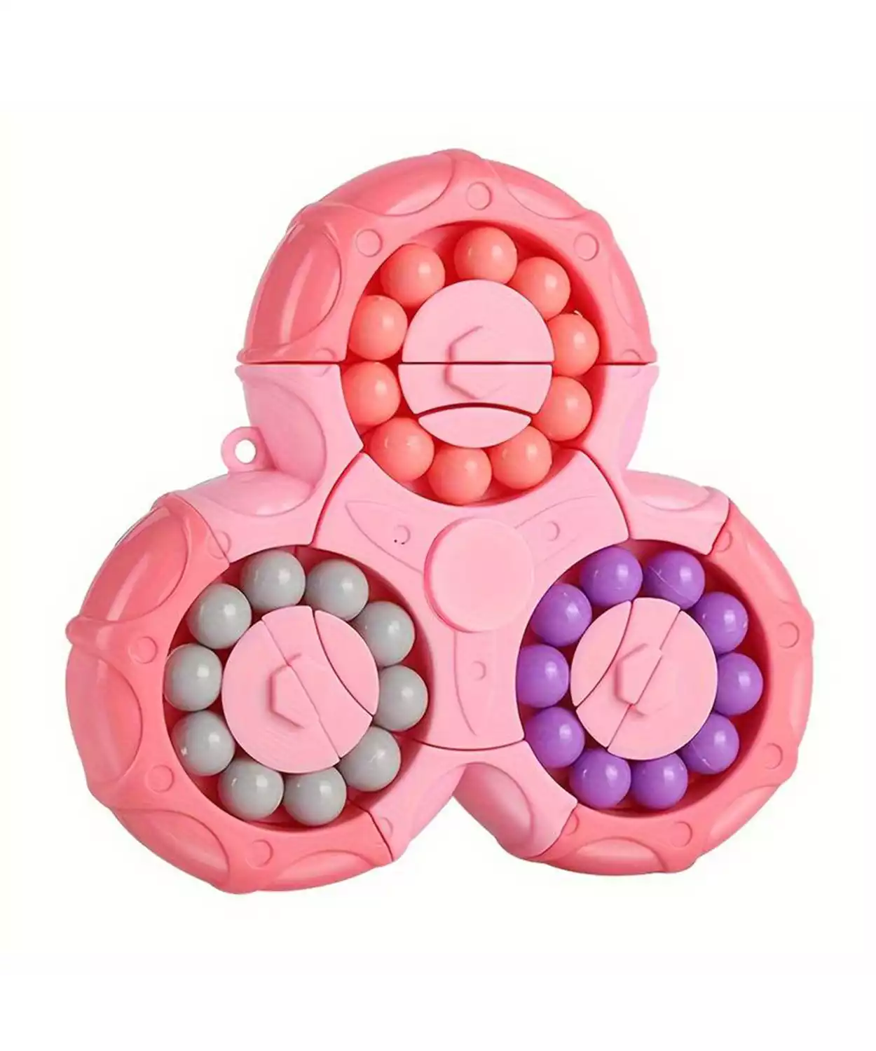 2-In-1 Triangle Rotating Puzzle & Spinner Magic Bean Fingertip Toy- Pink
