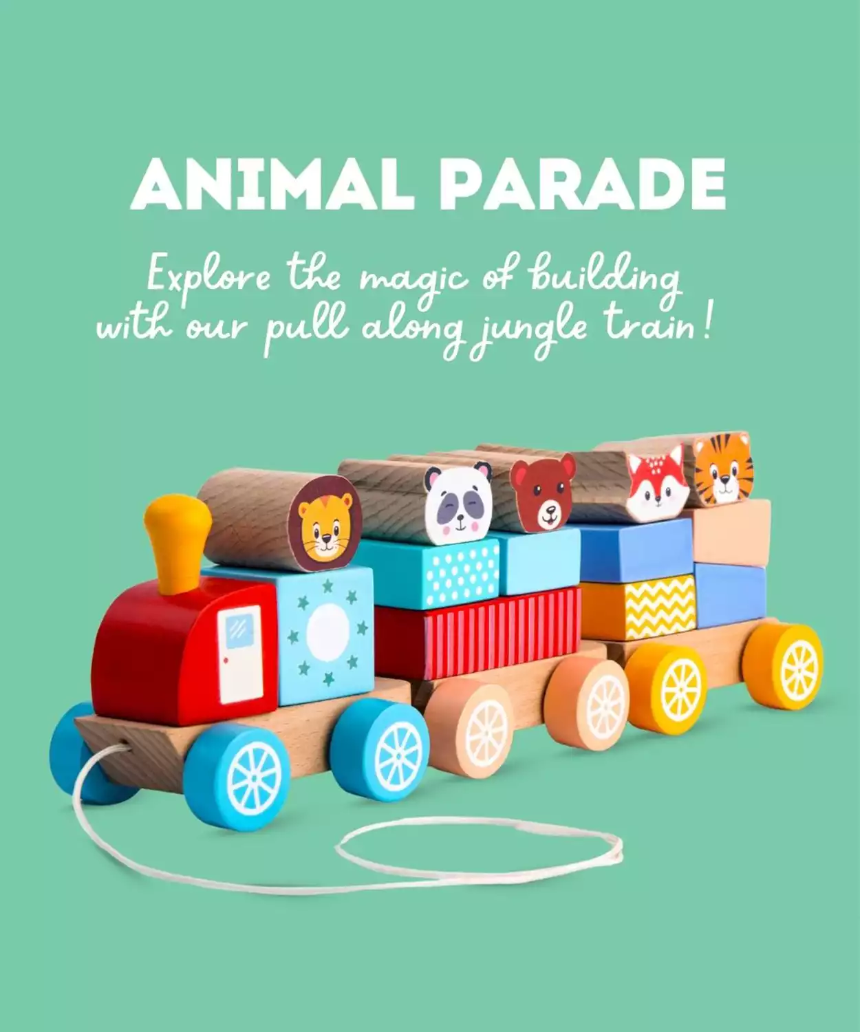 Wooden Animal Train For Kids