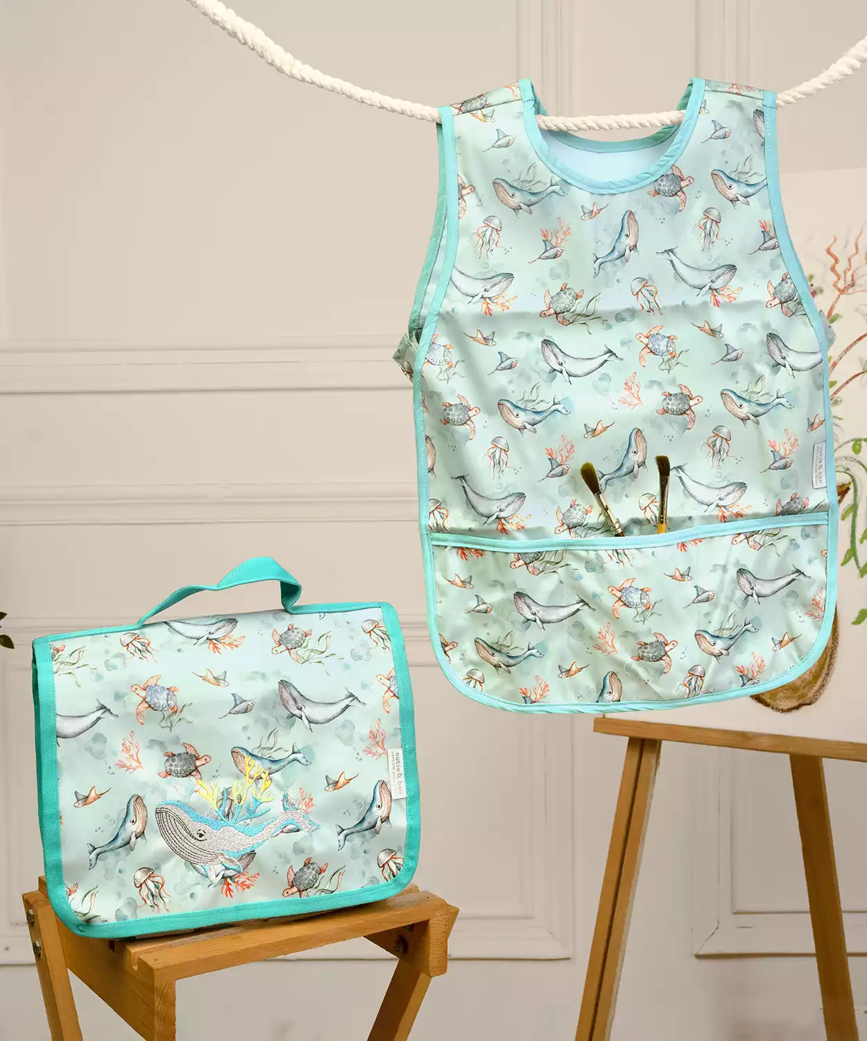 Maritime Magic Little Artist Apron With Canvas Bag