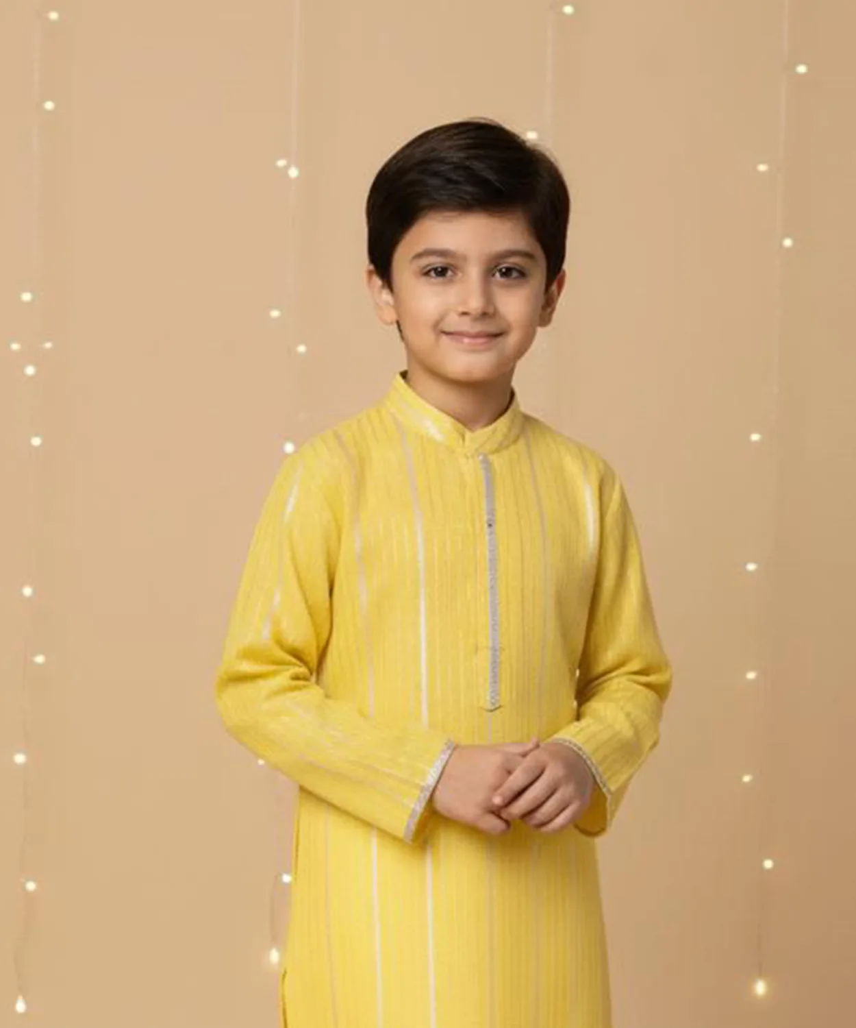Cotton Lurex Kurta With Faux Mirror Lace Paired With Glaze Cotton Pyjama