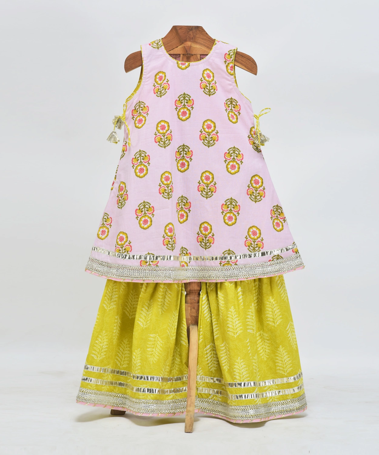 Block Printed Kurta And Sharara With Soft Dupatta