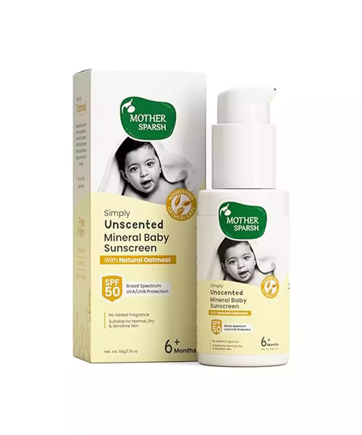 Simply Unscented Mineral Baby Sunscreen with Natural Oatmeal -50g