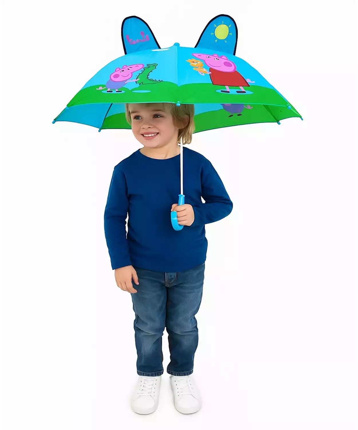 3D Design Peppa Pig Printed Blue 1 Folded Umbrella