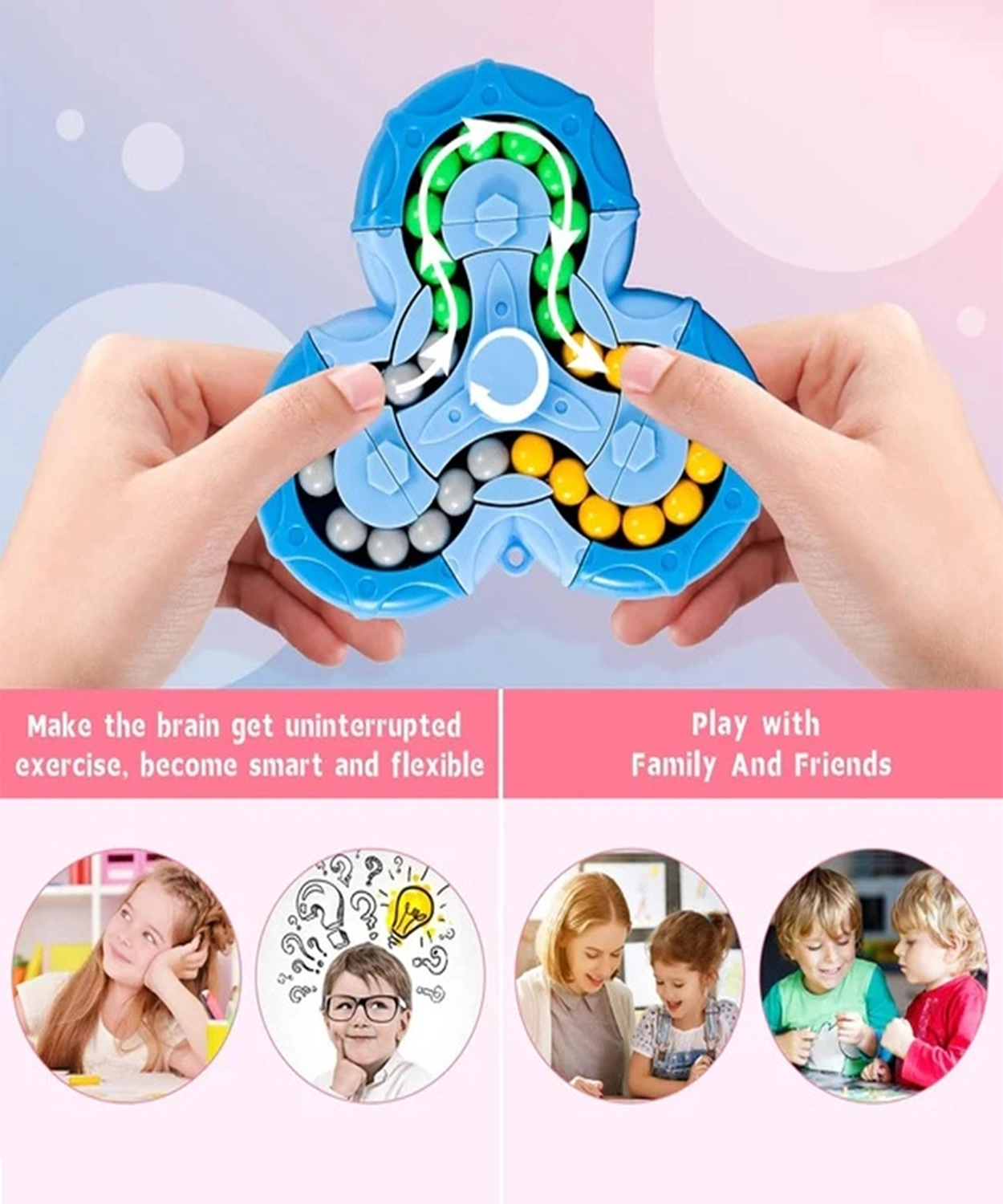 Triangle Rotating Bean Puzzle Fidget Spinner Toy Flower Speed Spin Relaxation and Focus Game