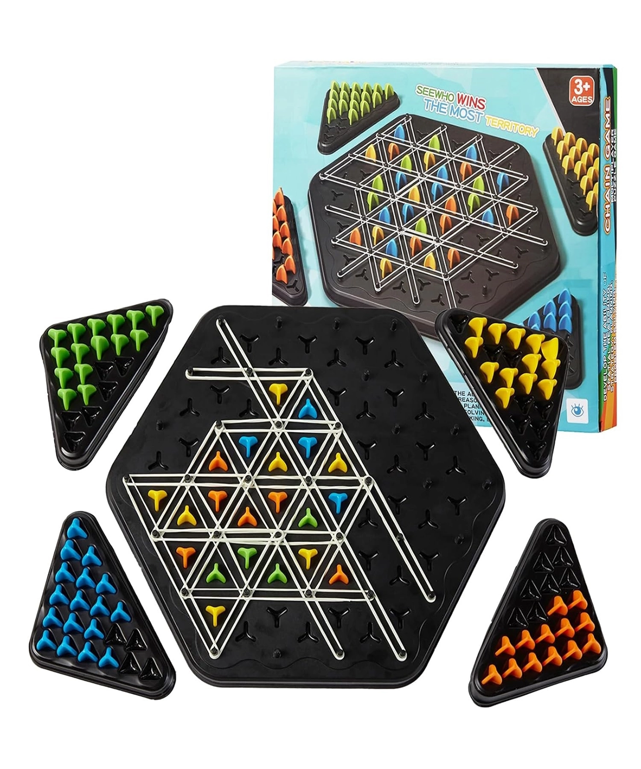 Triangle Chess Game Educational Toy Kids Ages 3+ Strategy Board Family Game