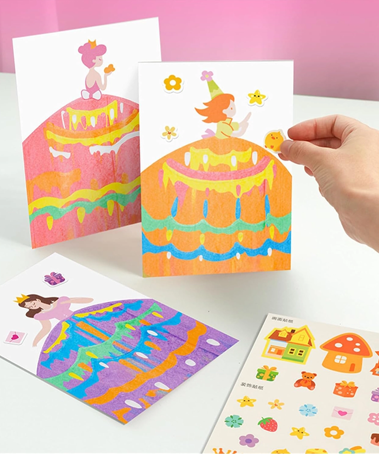 Rainbow Mini Scratch 20Pcs Squeeze Art Craft DIY Easy Painting Drawing Kit Notes Set