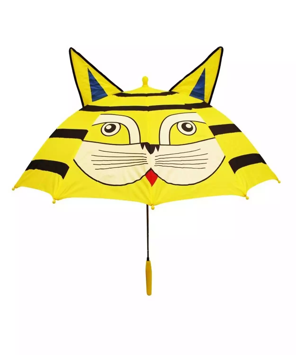 3D Design Cat Printed Strips 1 Folded Yellow Umbrella