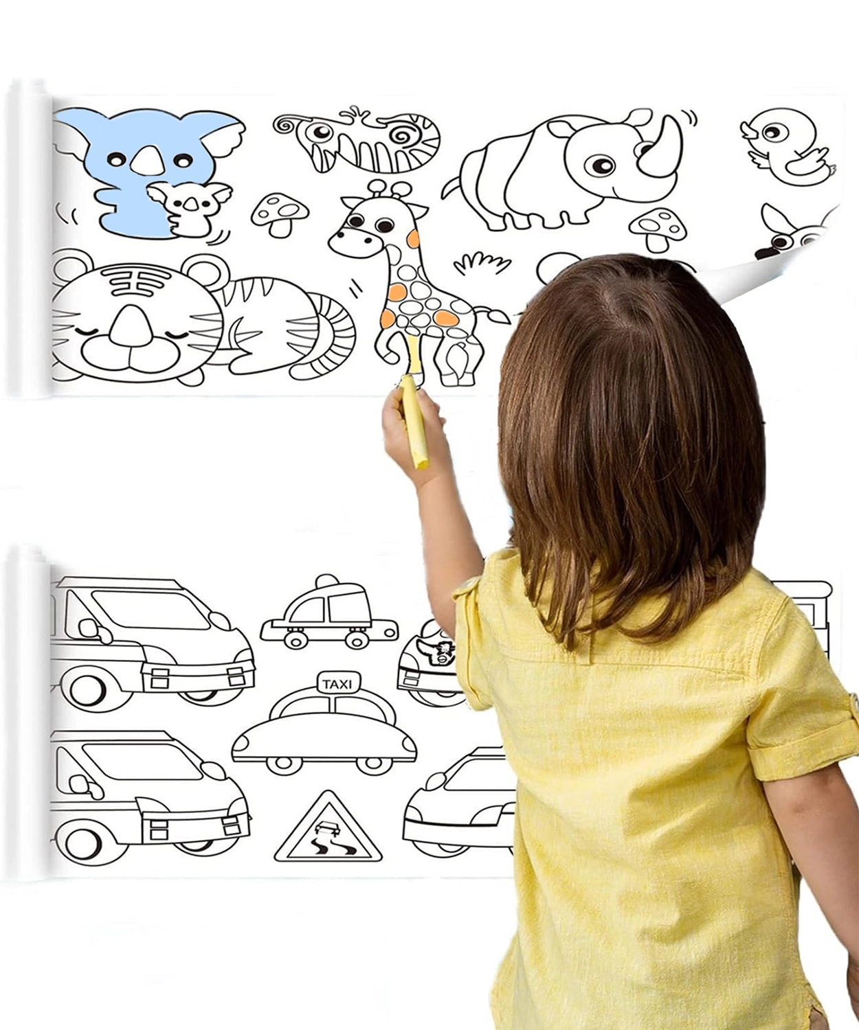 Drawing Painting Paper Roll with Suitcase Marker Pens & Brush Pen Set