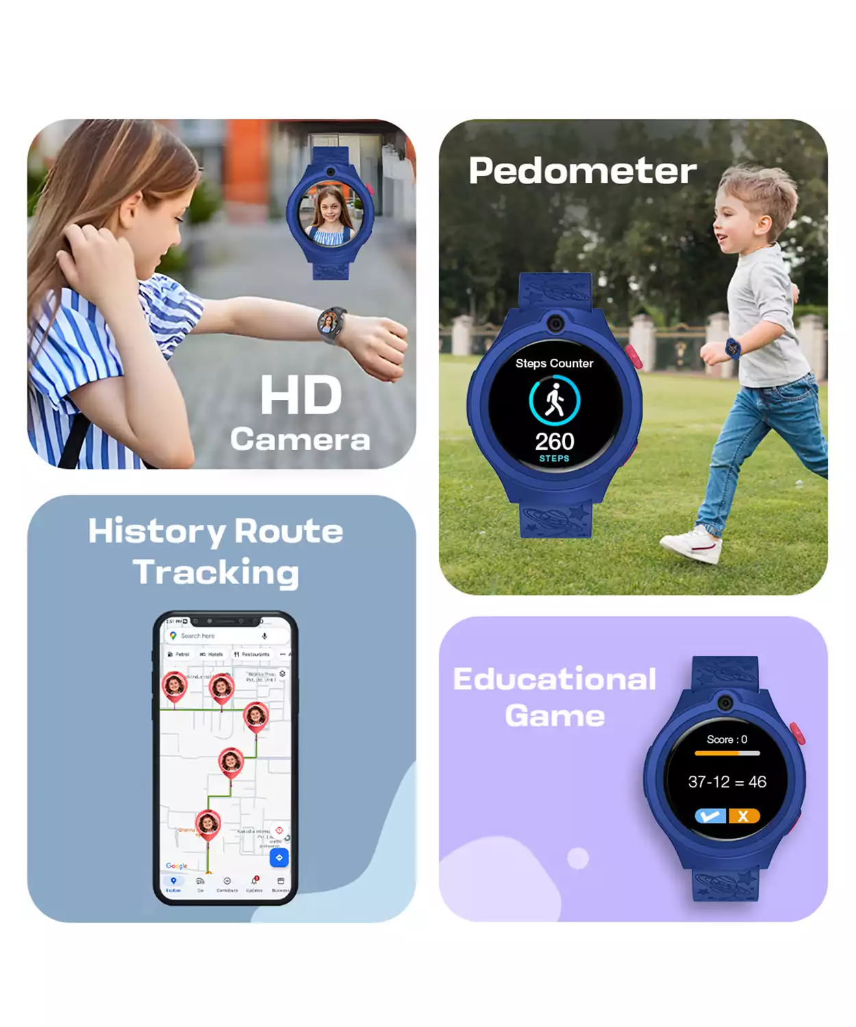 Sekyo Mario Kids Smartwatch Video Calling, Location, Sos, Pedometer