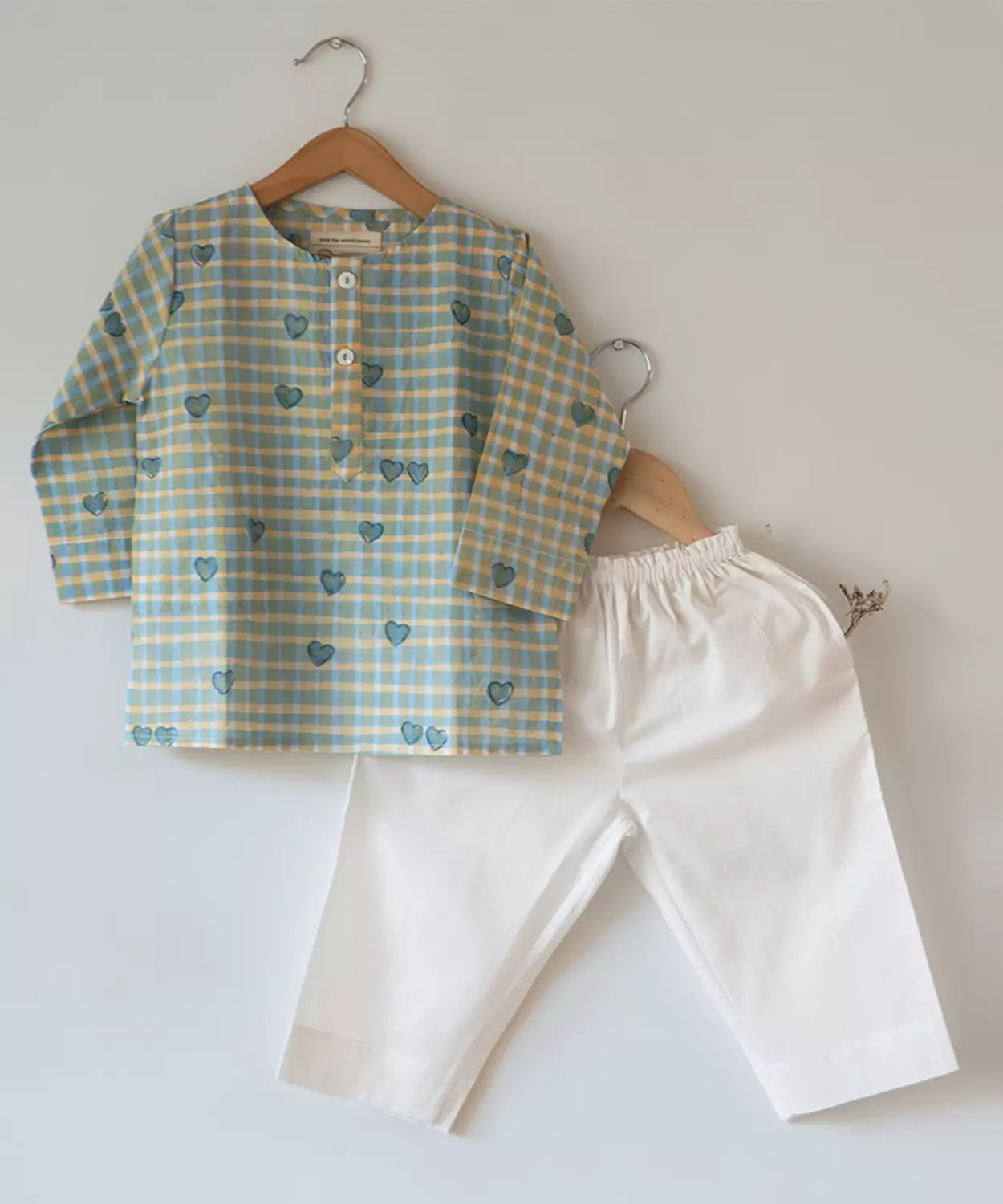 Blue Love Print Kurta Pajama Set