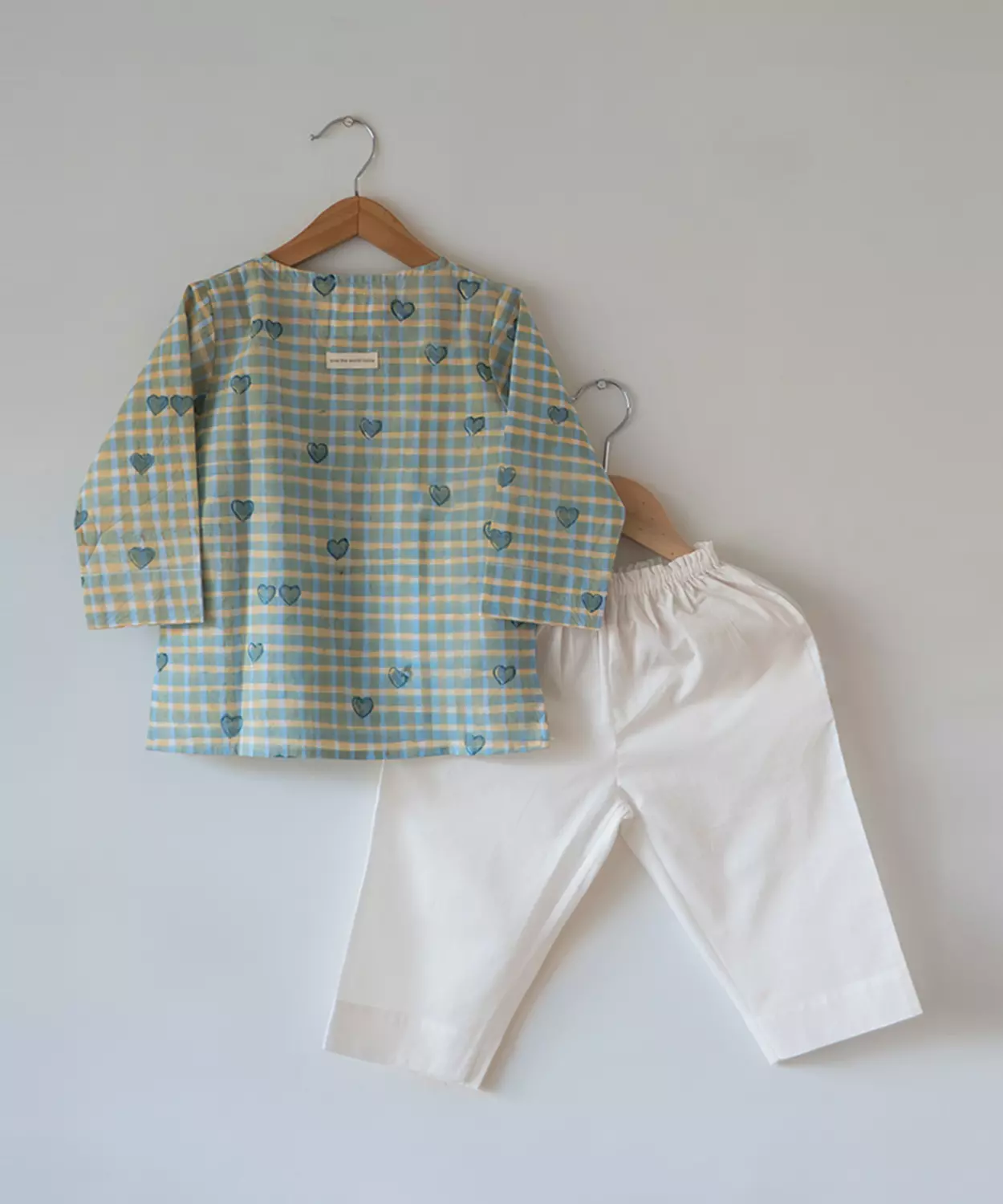 Blue Love Print Kurta Pajama Set