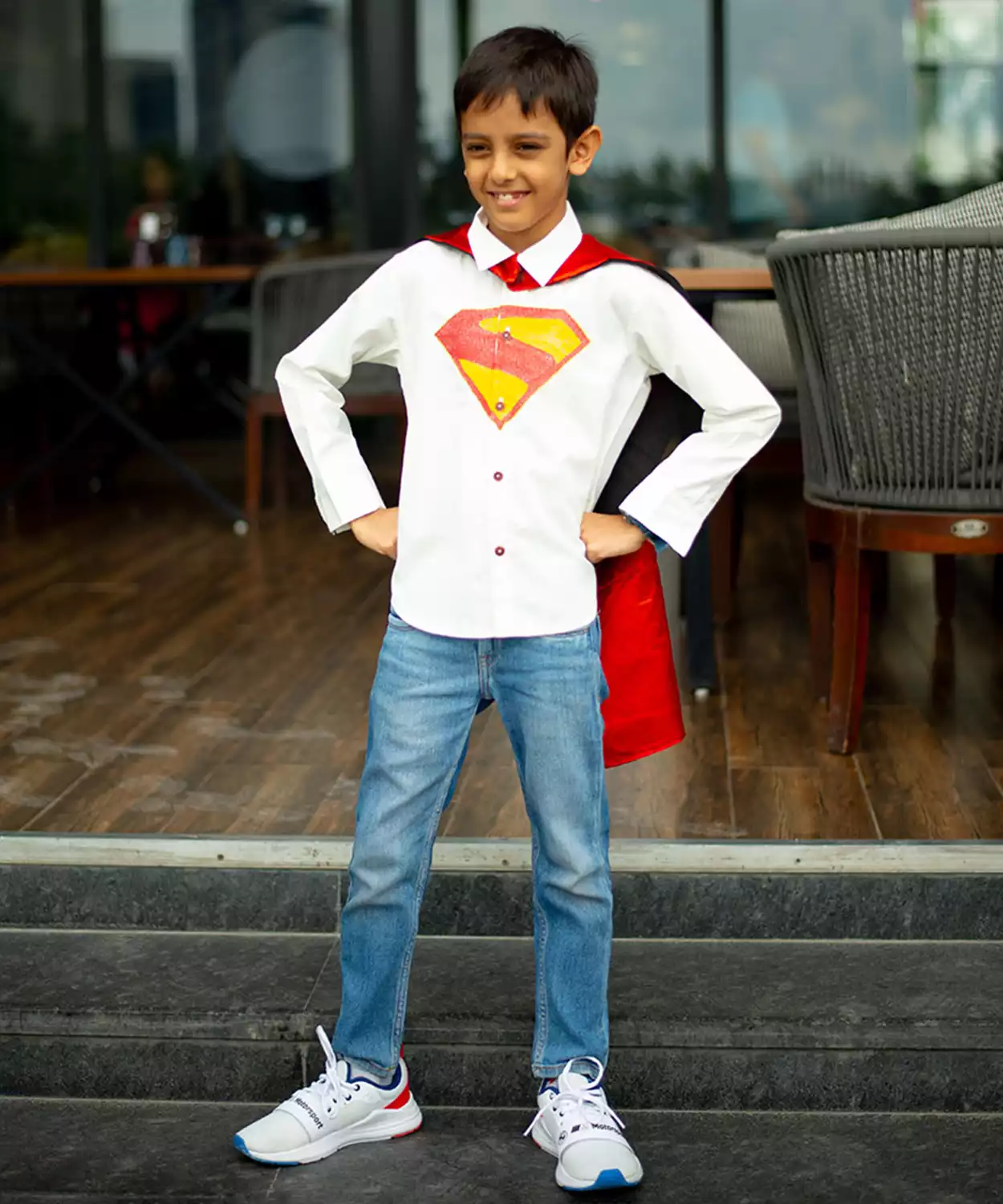 Superhero Chest Icon Embroidered Organic Cotton Shirt- White