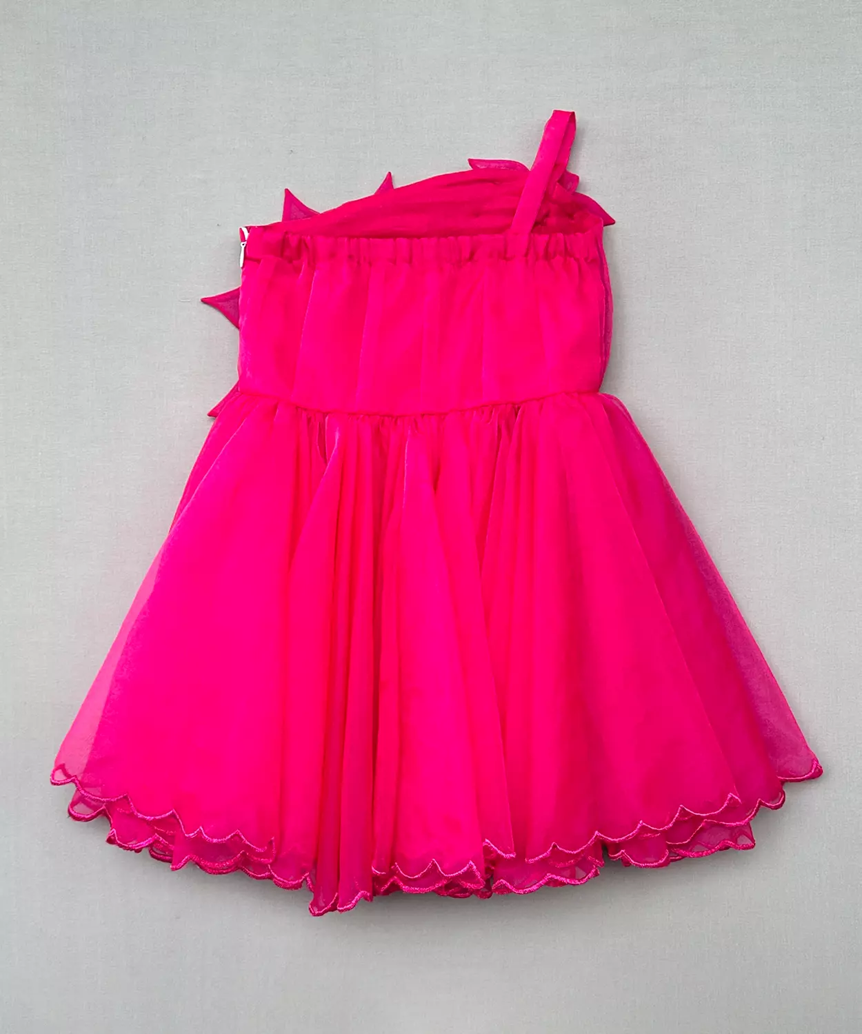 Fuchsia Floral One-Shoulder Organza Dress