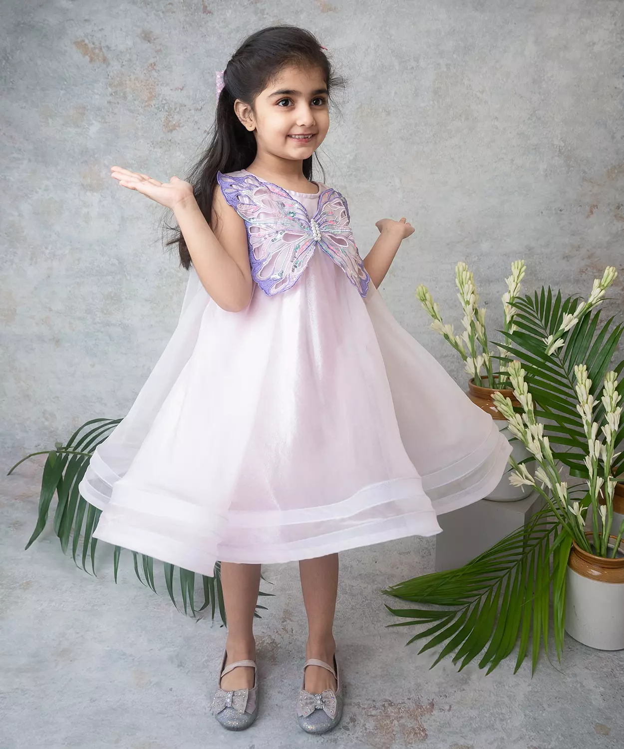 Lilac Butterfly Fairy Dress With Sequin Wings