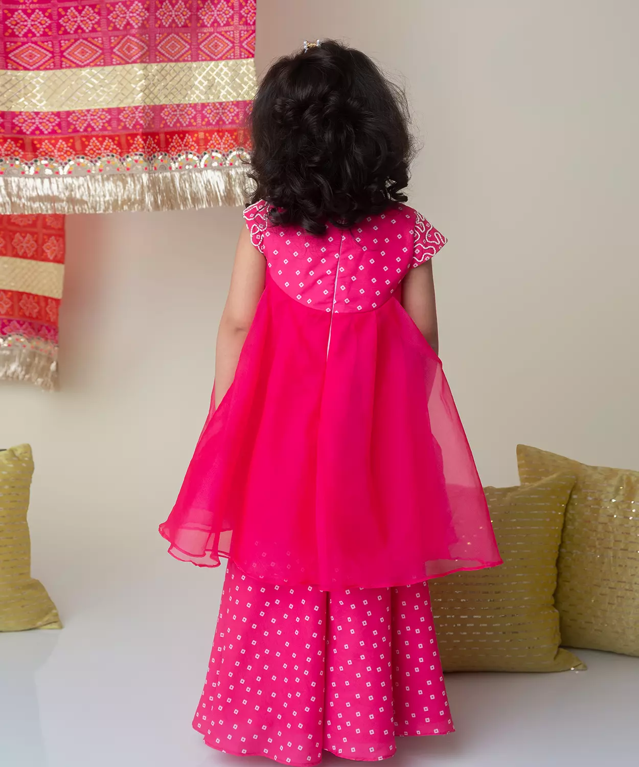 Pink Bandhani Embroidered Palazzo Set