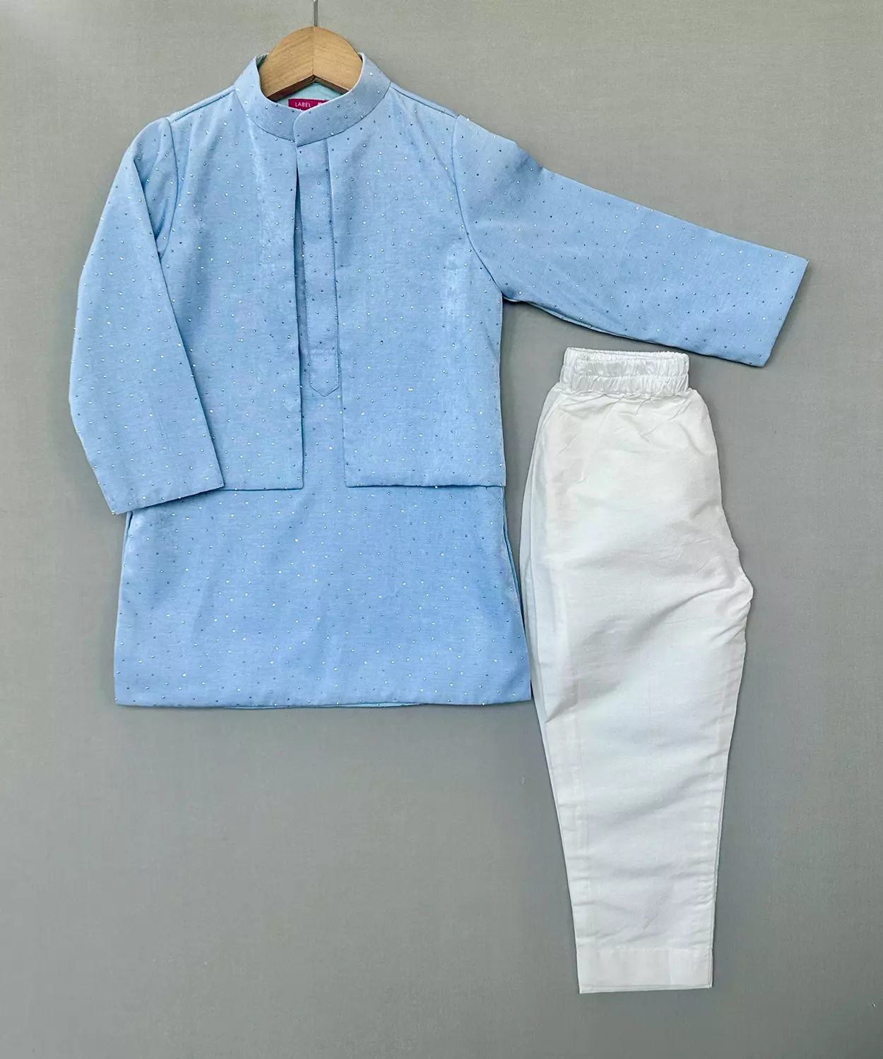 Denim Attached Jacket Kurta Set