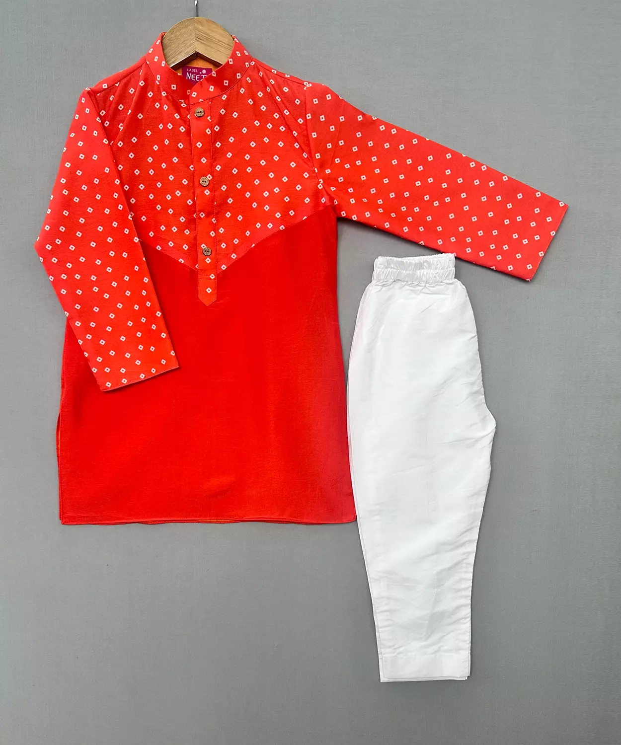 Orange Bandhni Printed Kurta Set