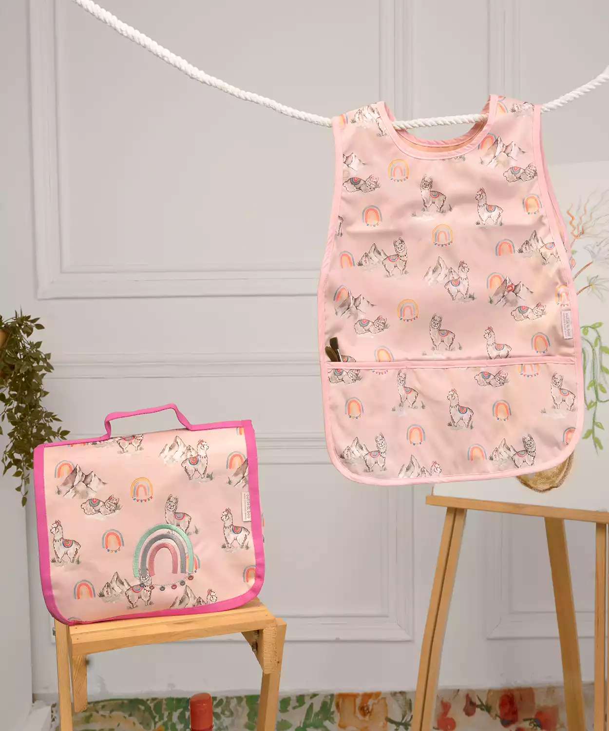 Ooh La Llama Little Artist Apron With Canvas Bag