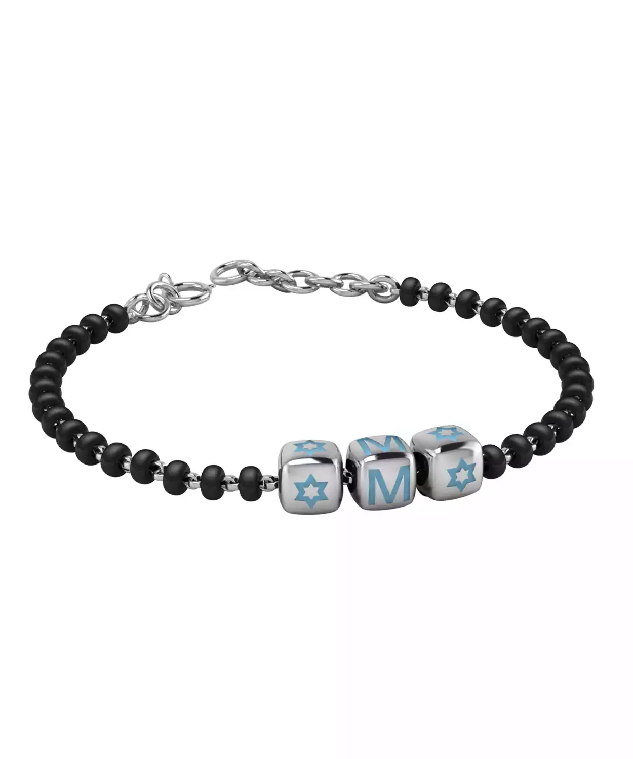 Sterling Silver Initial Nazariya with Dice Babykubes (6-9gms)