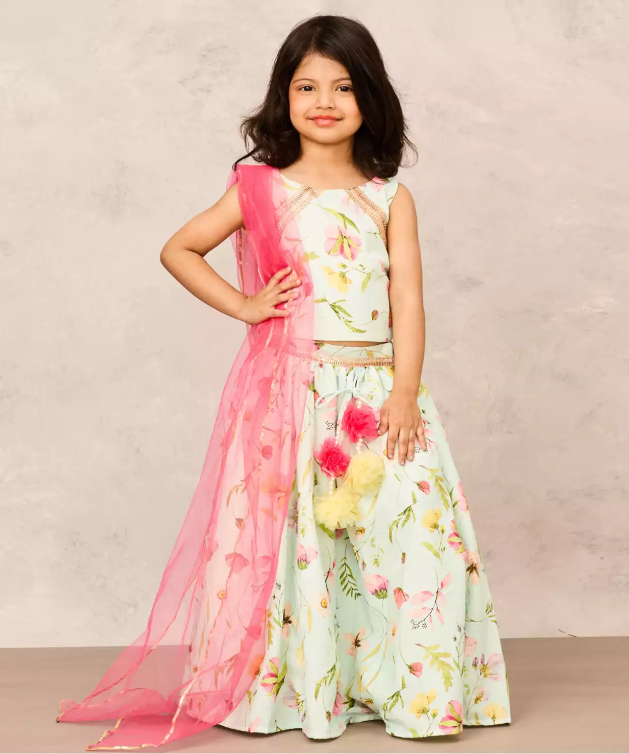 Floral Green Ghagra Choli