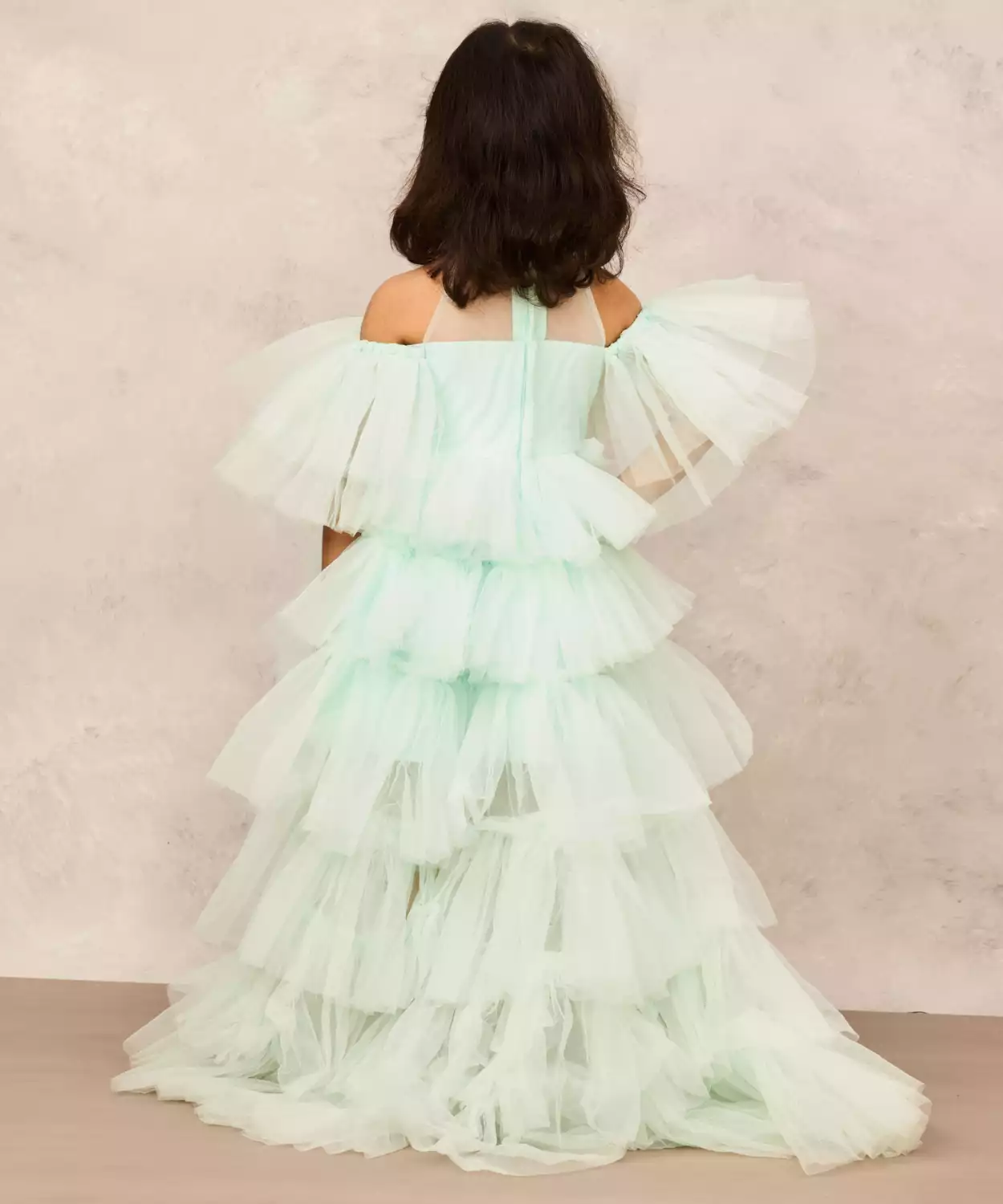 Sophisticated Aqua Blue High Low Gown