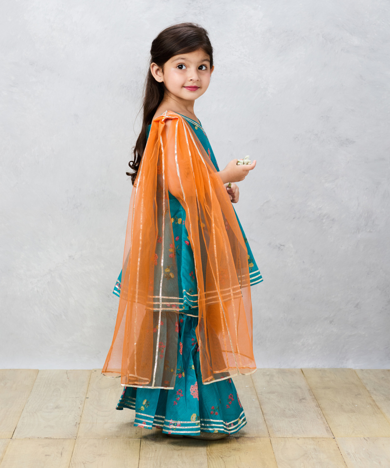 Green Glimpse Position Printed Sharara Set