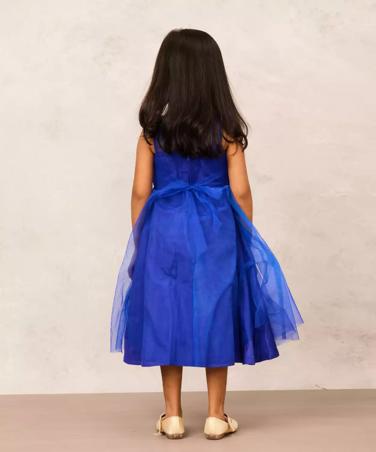 Bow Detail Royal Blue Net Gown