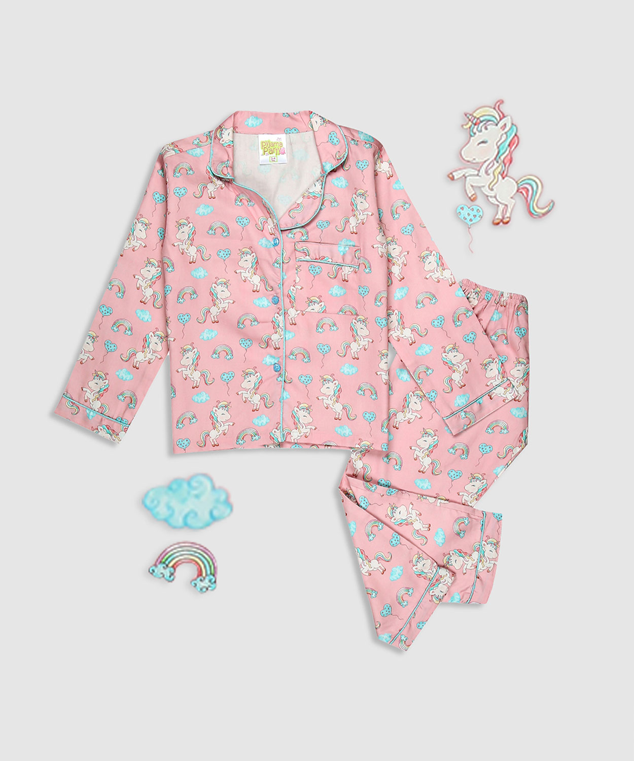 Unicorn Utopia Button Down Pure Cotton Kids Pyjama Set