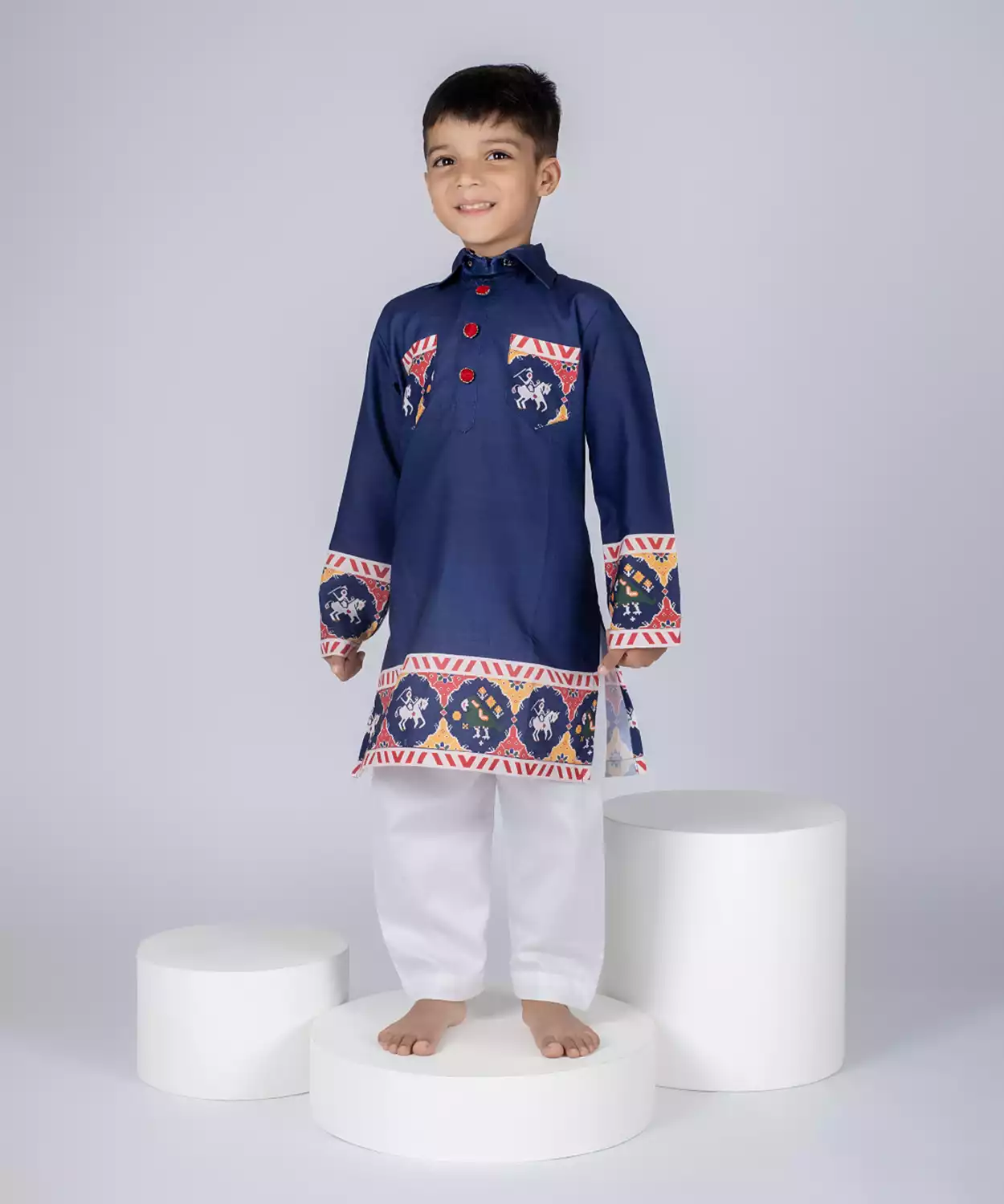Blue Patola Kurta Set